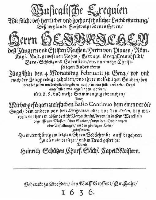 Titelblatt Musikalische Exequien